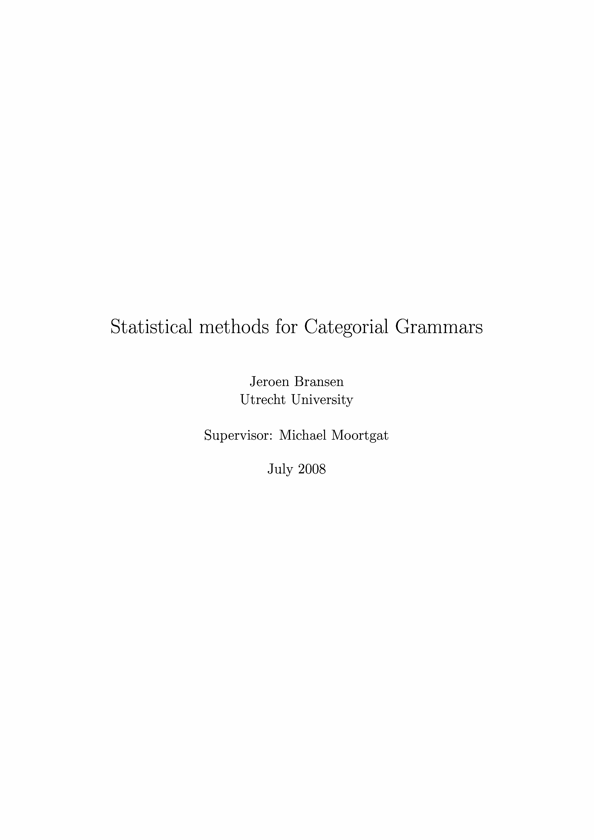 Statistical methods for Categorial Grammars